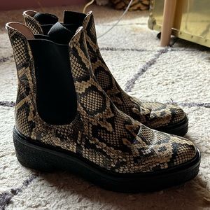 Loeffler Randall Leather Snakeskin Chelsea Boots